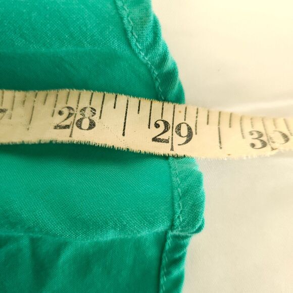 Chico's Sz 2 Womens 12 Green V-Neck Slit Sleeve Viscose Blouse Shirt - Picture 7 of 9